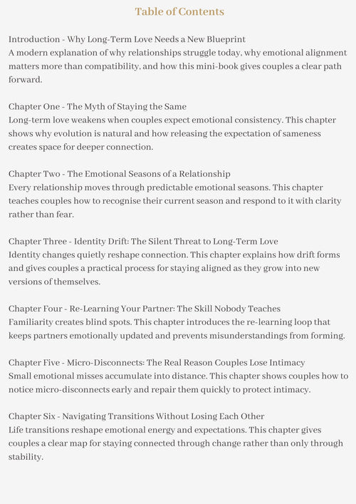 How Couples Stay Emotionally Aligned as They Evolve. Bundle (Mini‑Book + Workbook + Decks)