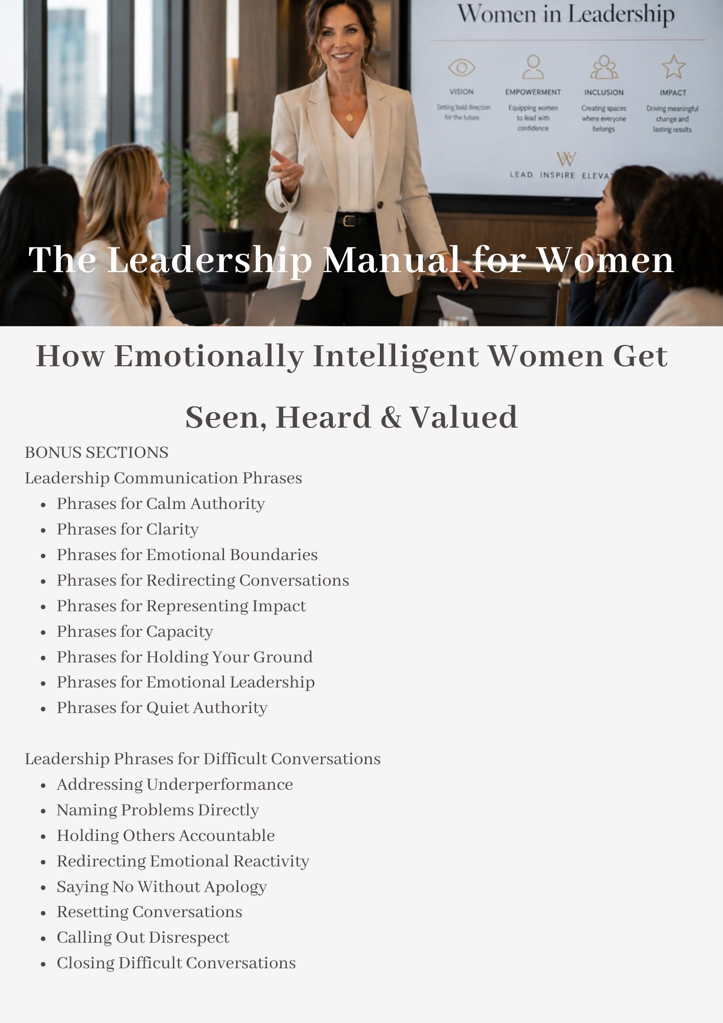 The Leadership Handbook for Women.