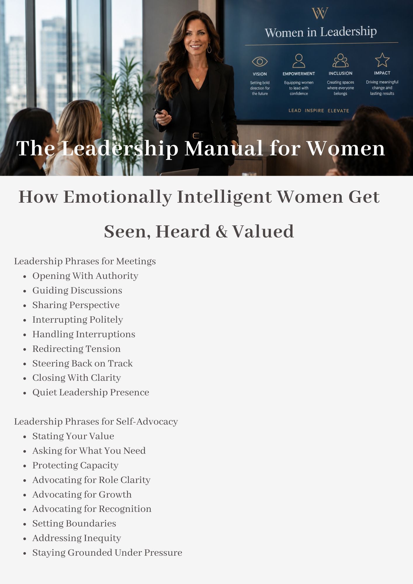 The Leadership Handbook for Women.
