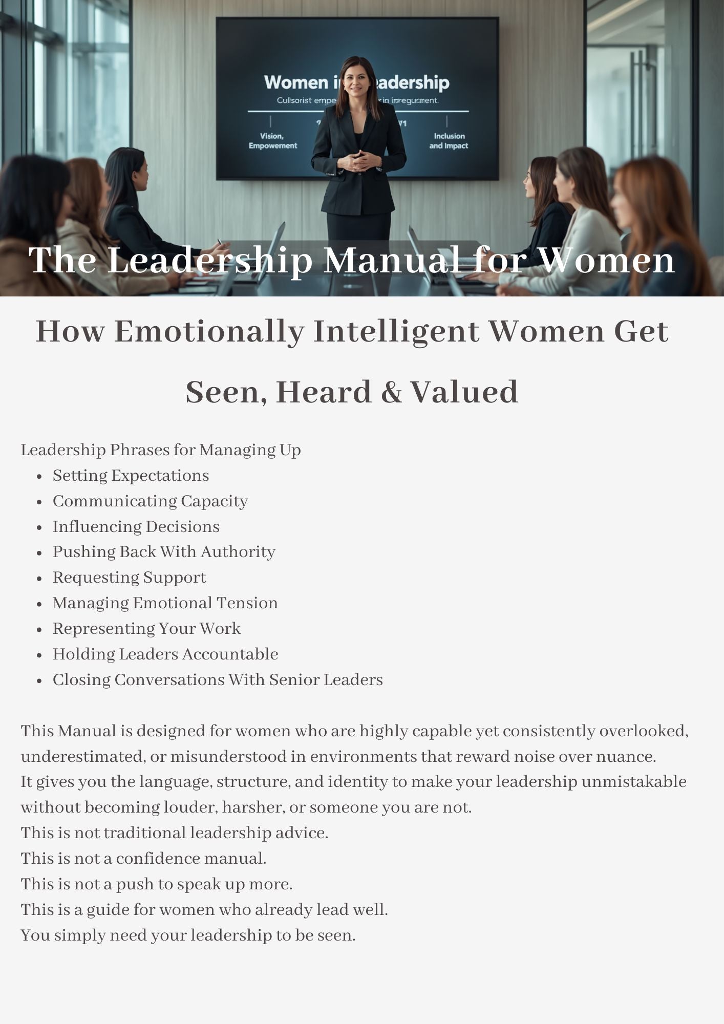 The Leadership Handbook for Women.
